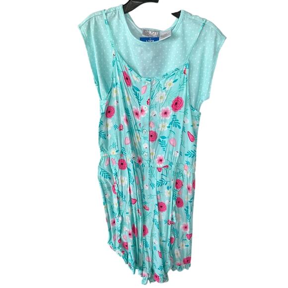 Blush by Us Angels Girl’s Romper Mint Floral Top Set Size Large NWT - Picture 2 of 6